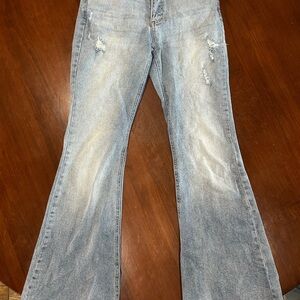 Cello Light Blue Distressed Flare Jeans